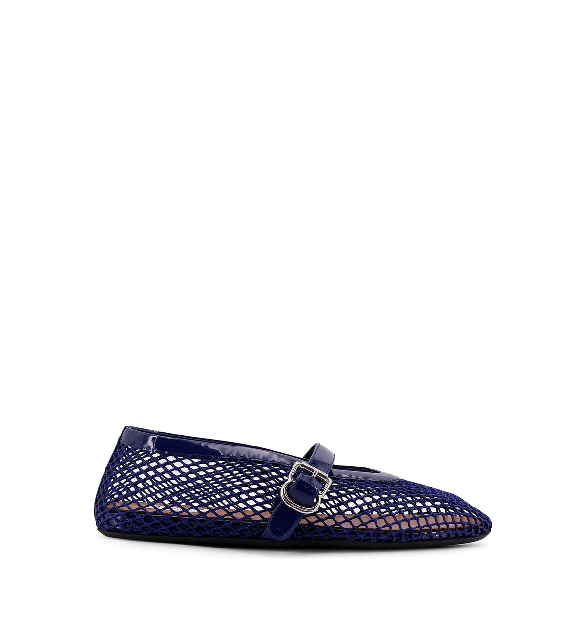 Mesh Ballet Flats With Patent Leather Profile
