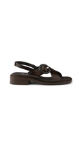 Brushed Leather Sandals with Buckle - Sienna