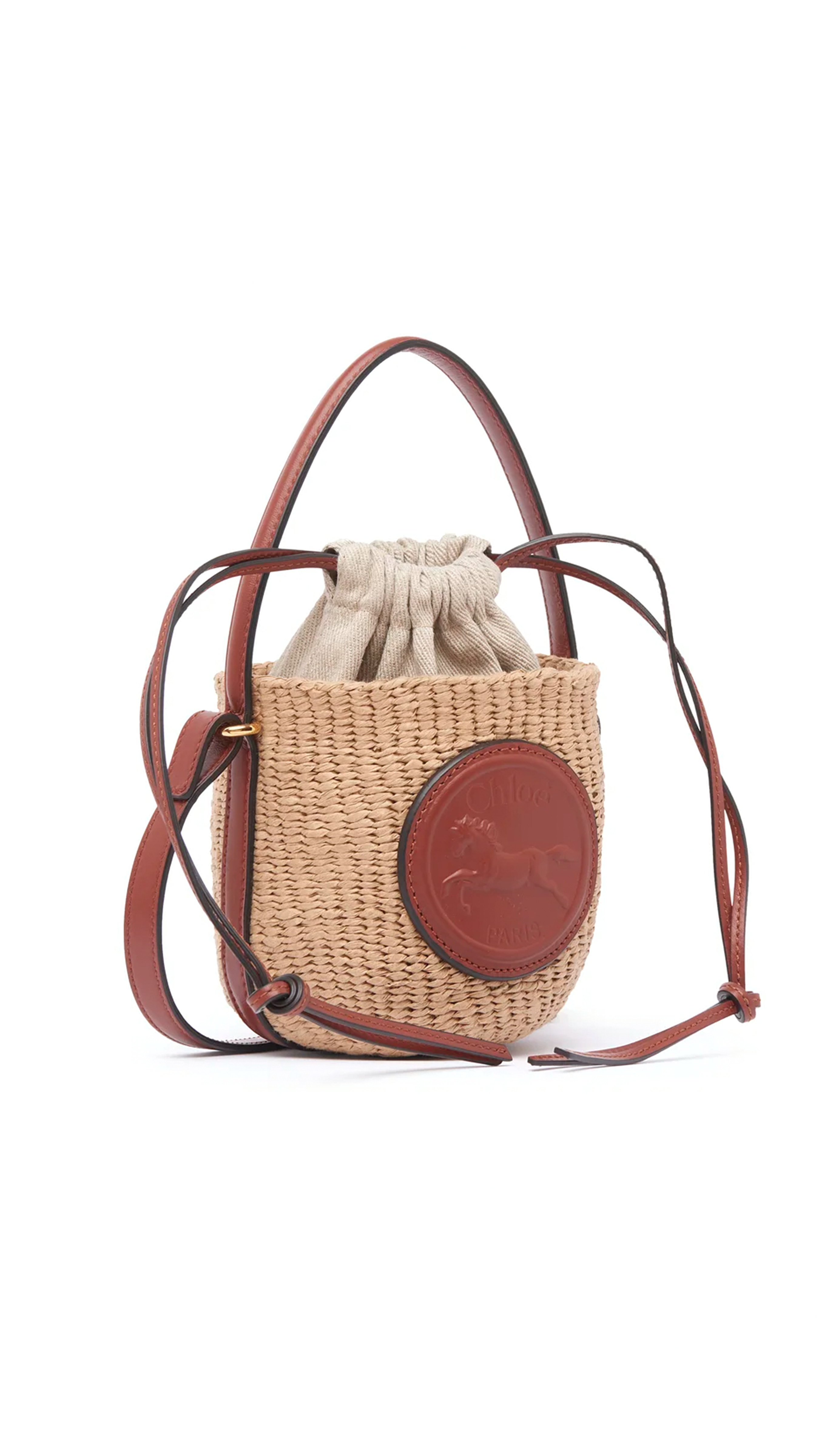 Mini Horse Medal Basket in Natural Fibers - Sepia Brown