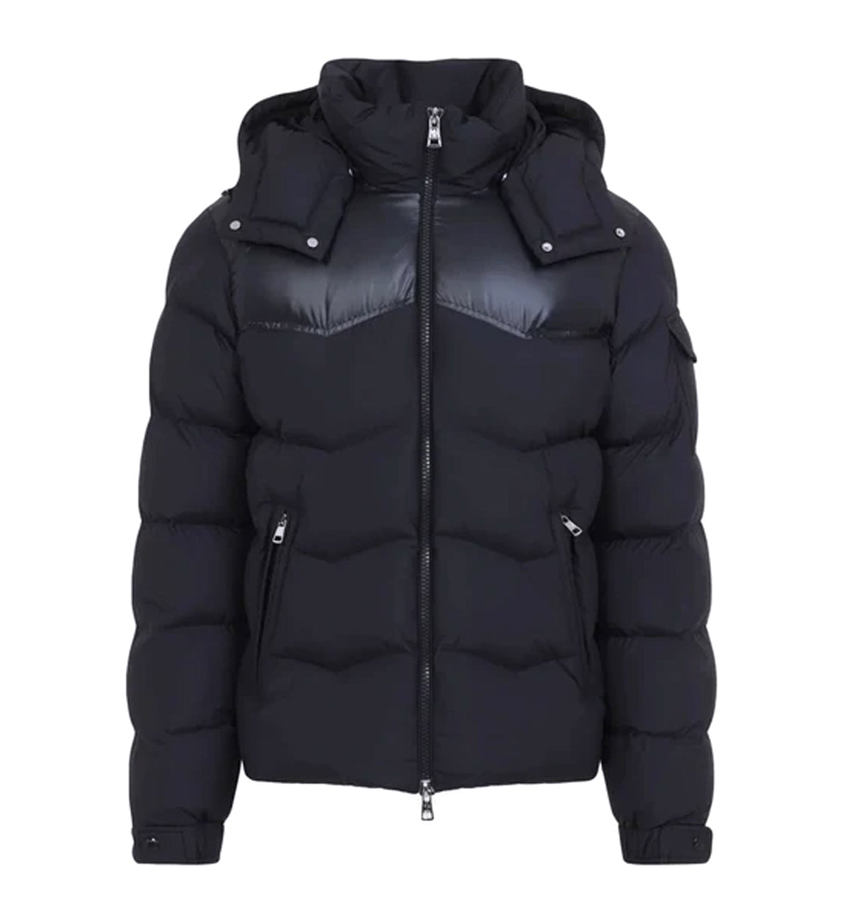 Ravelis Hooded Zig-Zag Quilted Short Down Jacket