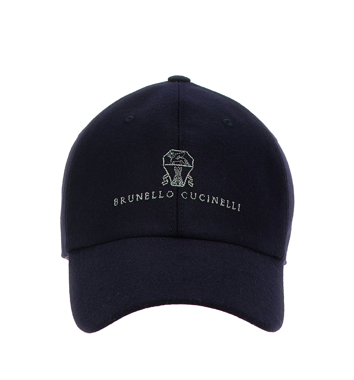 Virgin Wool Flannel Baseball Cap With Embroidered Logo