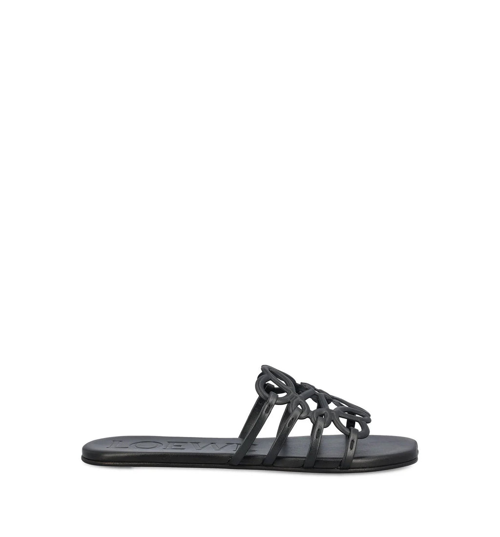 Petal Anagram Slide in Soft Calfskin