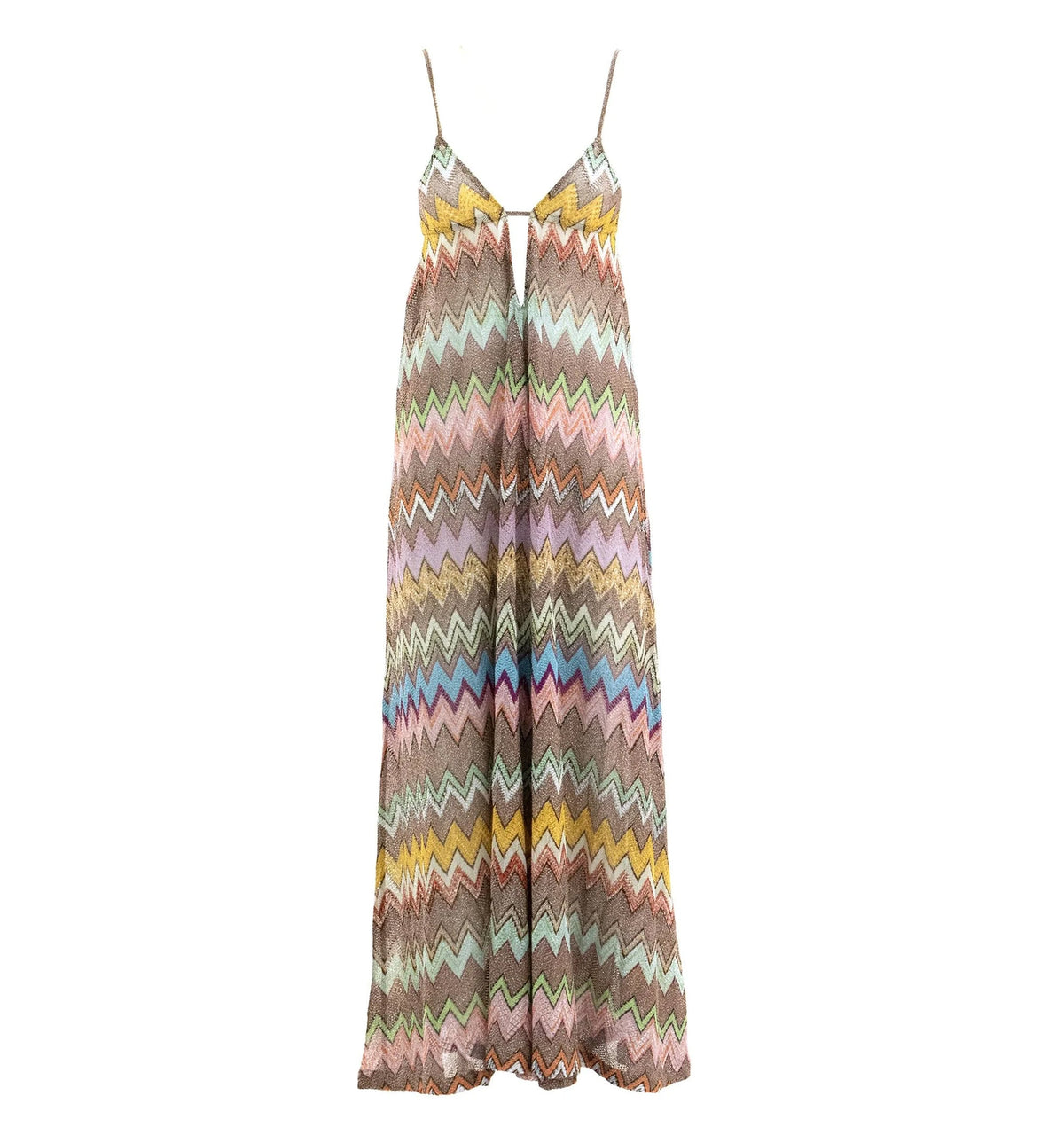 Striped Metallic Crochet-Knit Cover-Up Dress