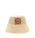 Anagram Bucket Hat In Raffia And Calfskin