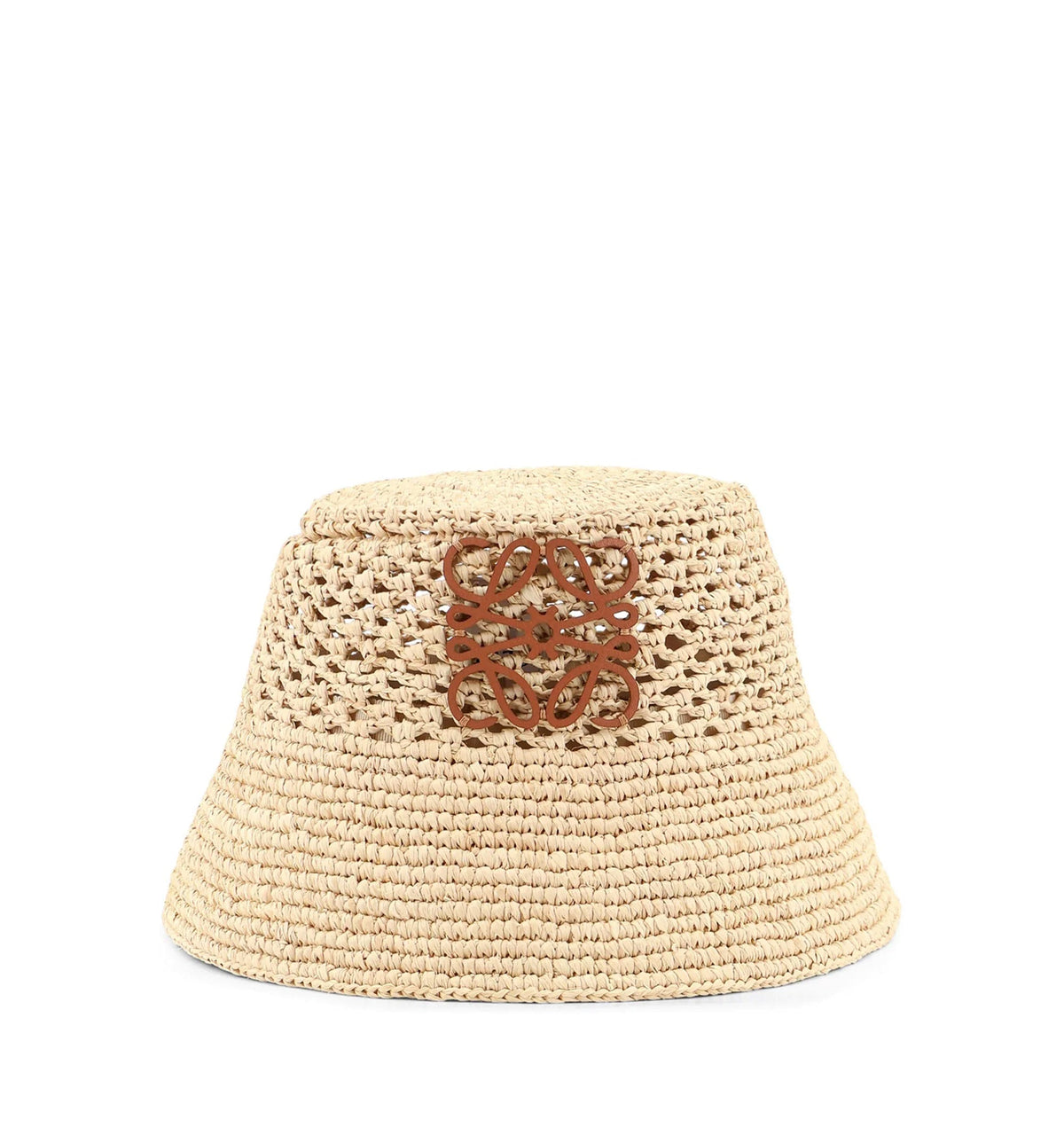 Anagram Bucket Hat In Raffia And Calfskin