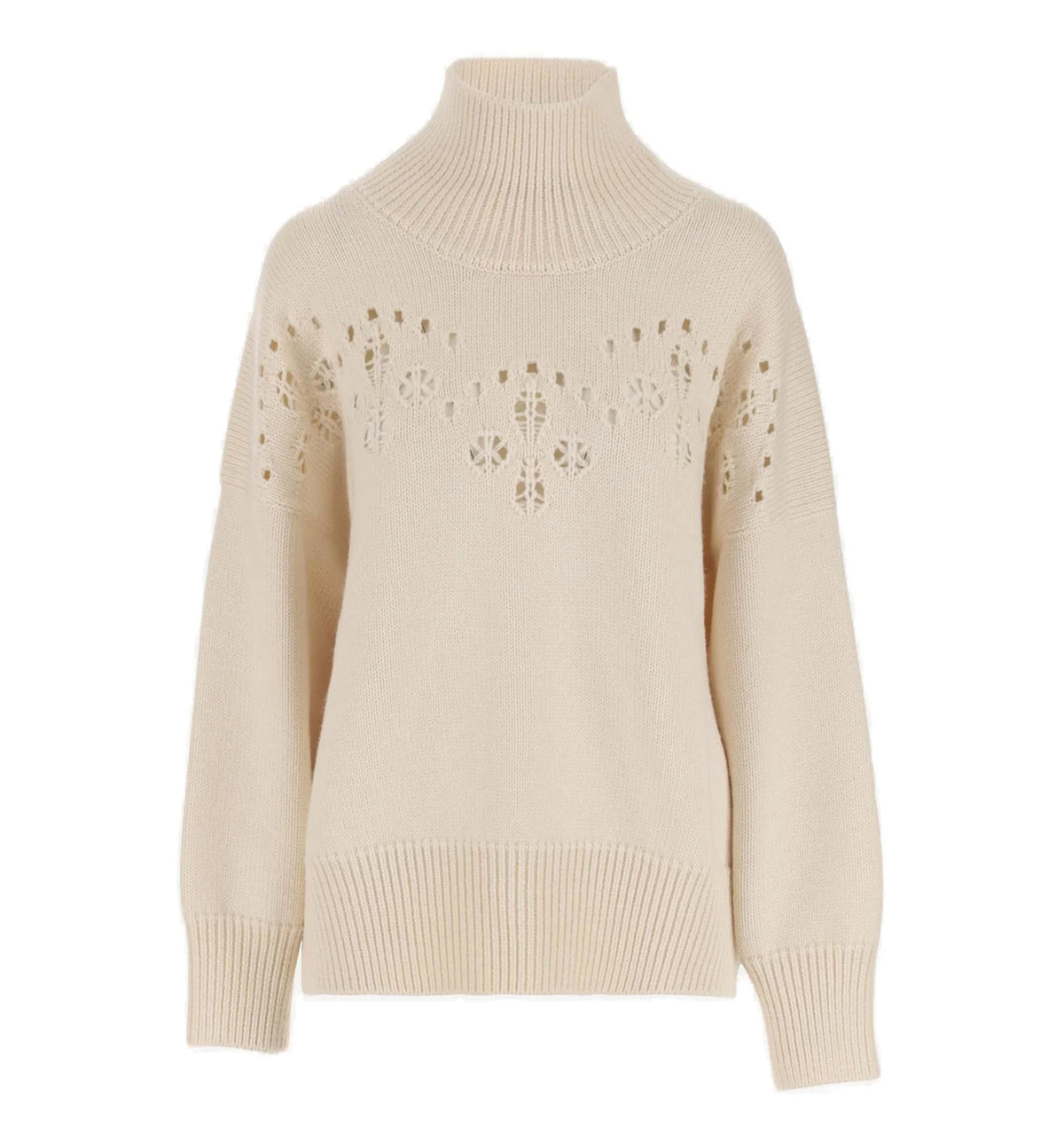 Chloé Pointelle-Knit High Neck Sweater