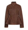 Chocolate Suede Goatskin Peplum Jacket