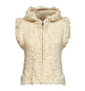 Shearling-effect knit zip-up hooded vest