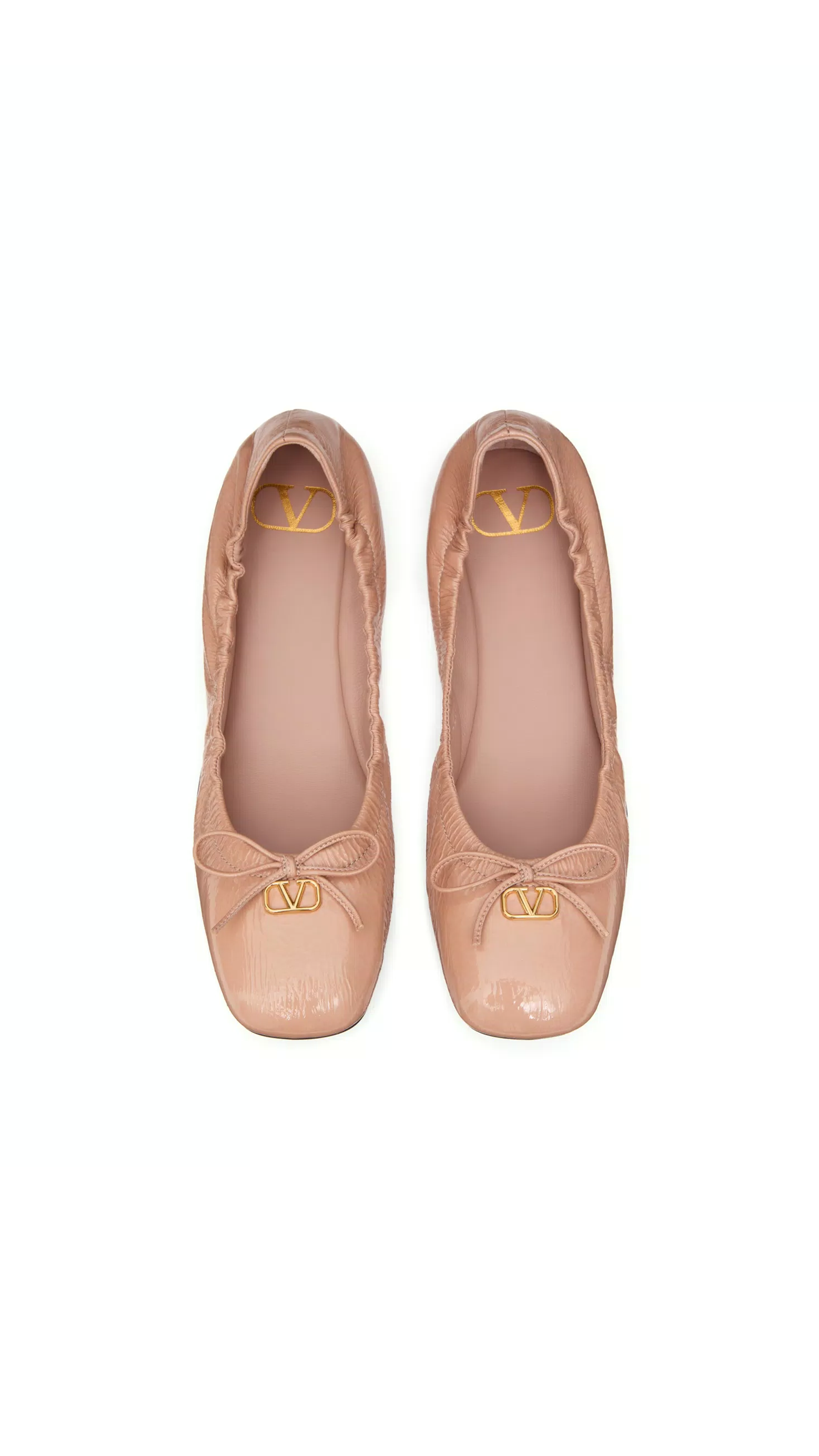 Vlogo Signature Patent Leather Ballerinas - Rose Cannelle