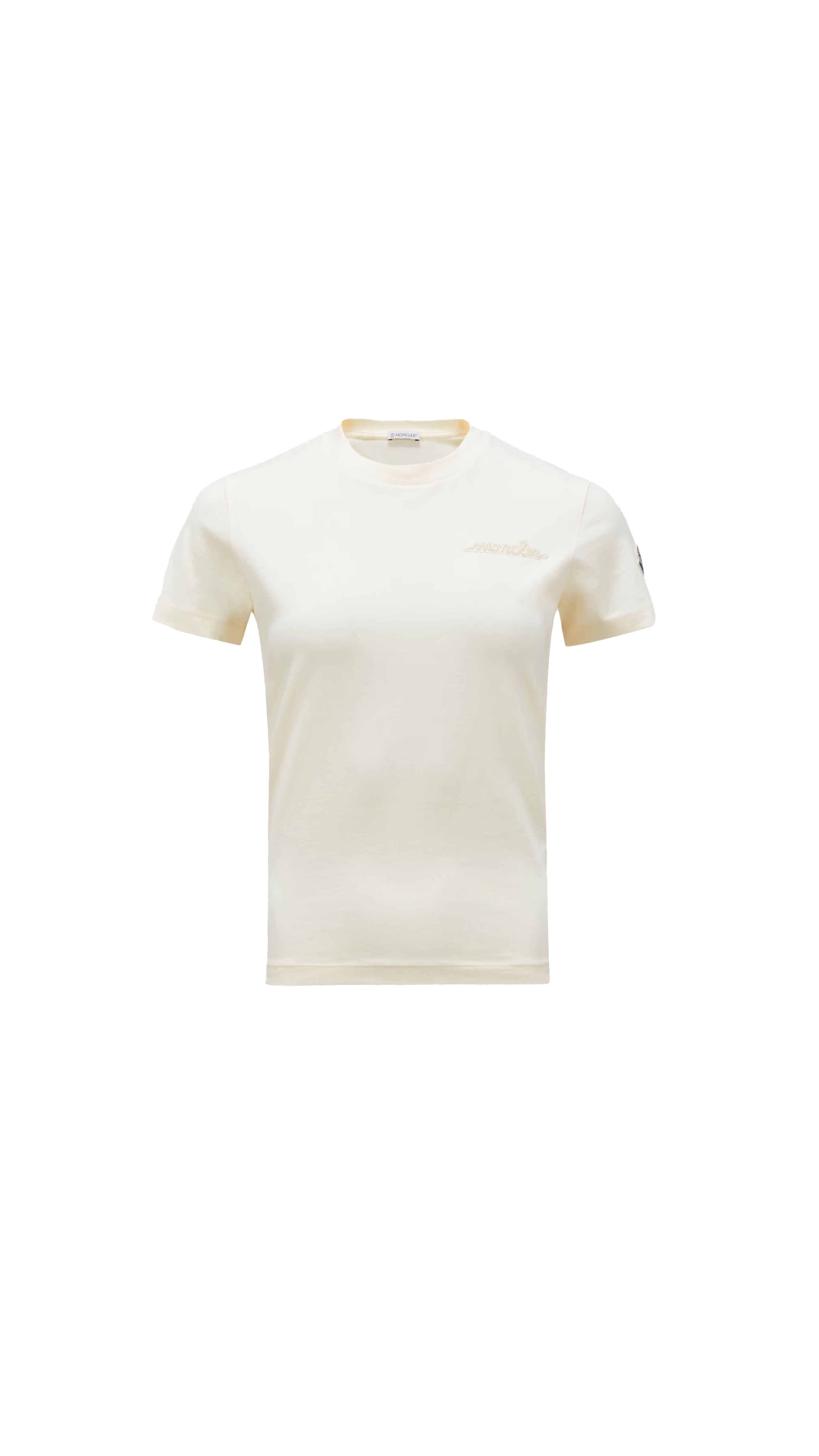 Beaded Logo Cotton T-shirt - White