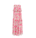 Thin-strap long dress in silk mousseline