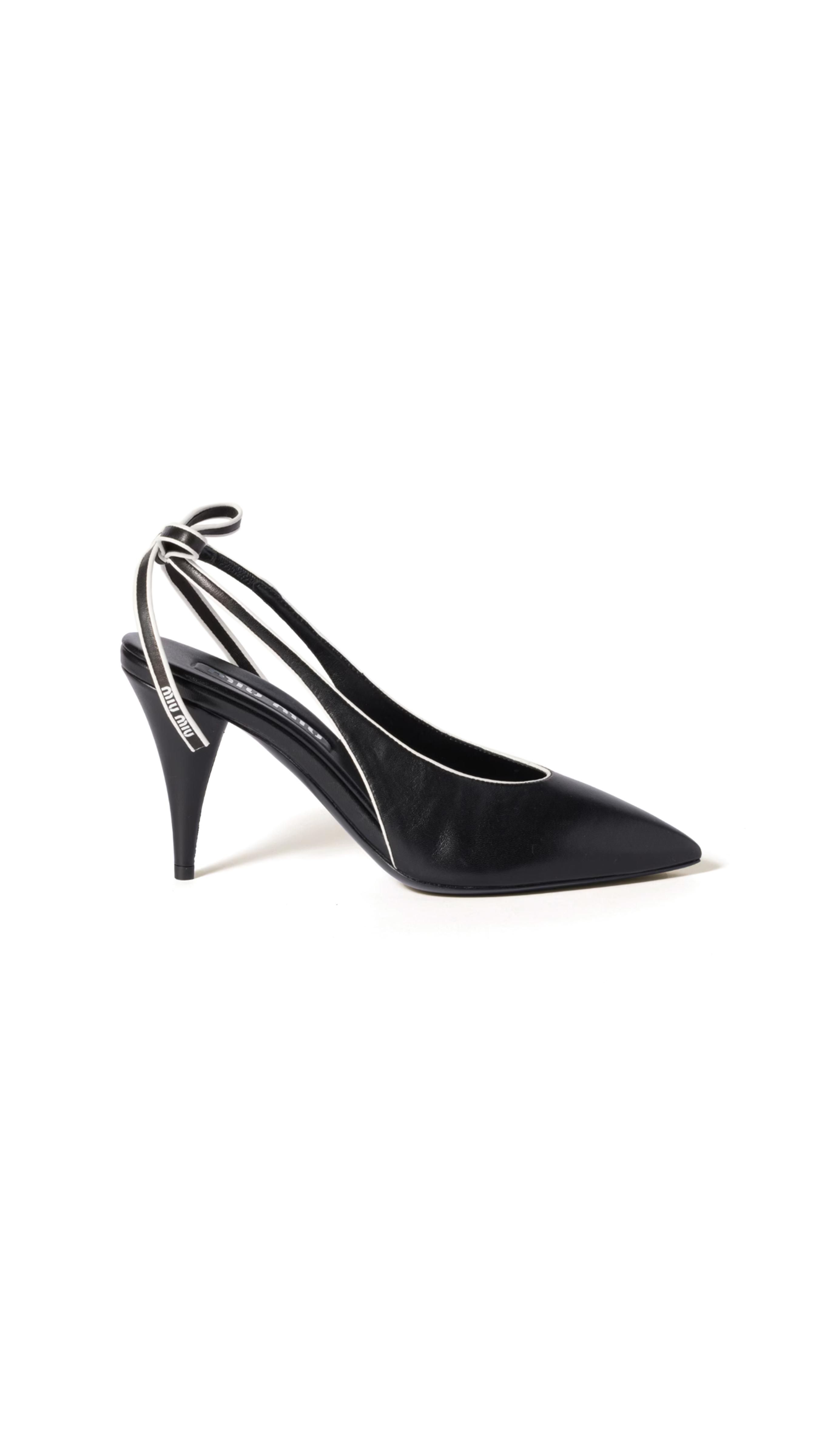 Nappa Leather Slingback Pumps - Black/White