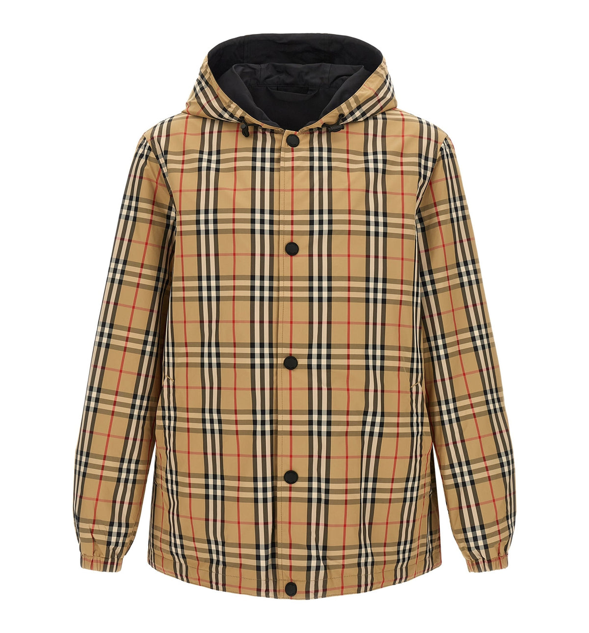 Reversible Check Nylon Hooded Jacket