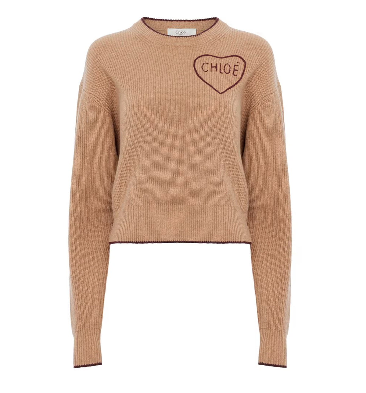 Cropped fitted logo sweater in a wool & cashmere knit