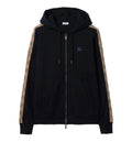 Check Trim Cotton Zip Hoodie