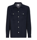 Virgin wool flannel overshirt with spread collar and chest pockets