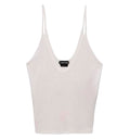 Micro-Rib Silk Jersey Scooped Tank Top With Elongated T Embroidered Logo