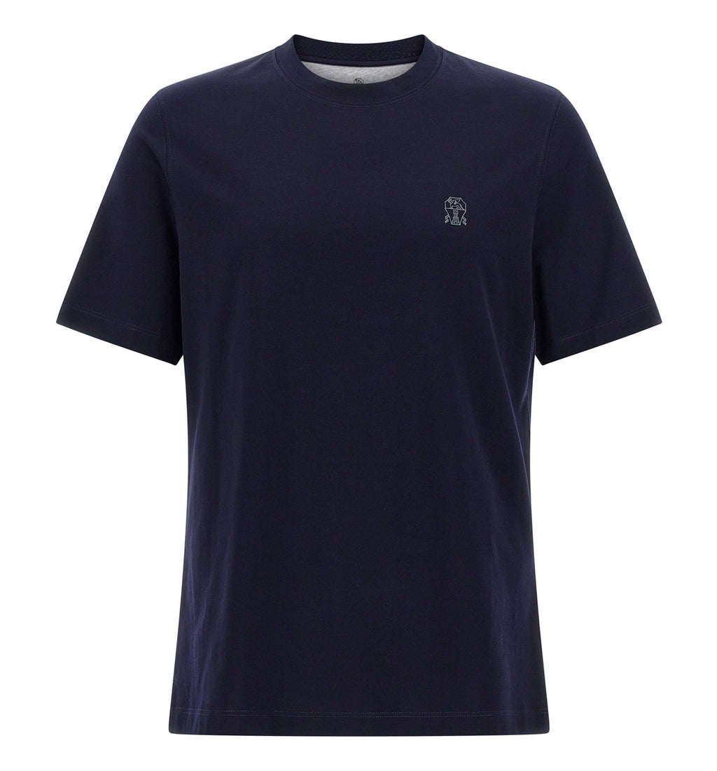 Cotton Jersey Crew Neck T-Shirt With Logo