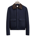 Blouson Jacket with Leather Collar