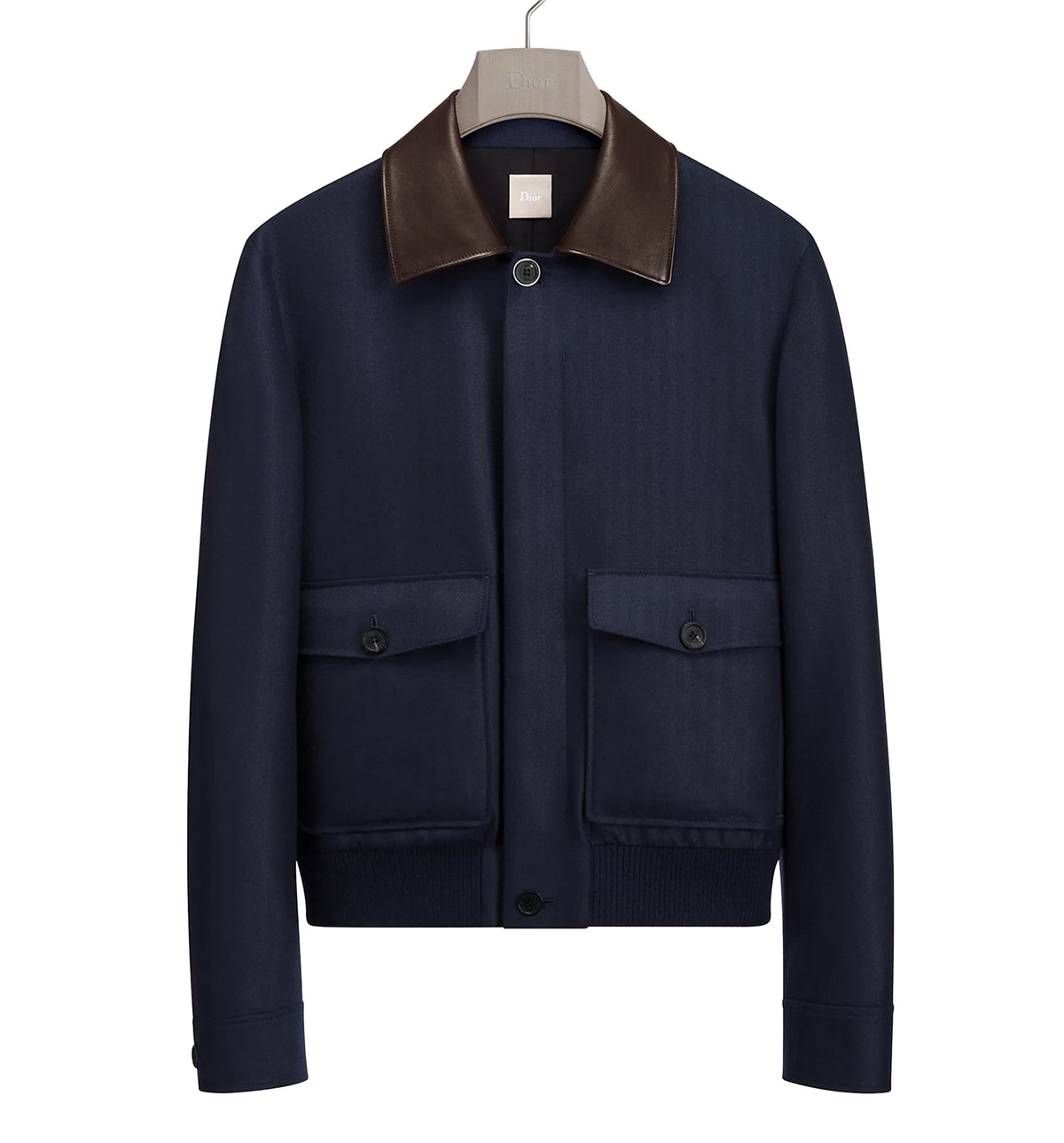 Blouson Jacket with Leather Collar