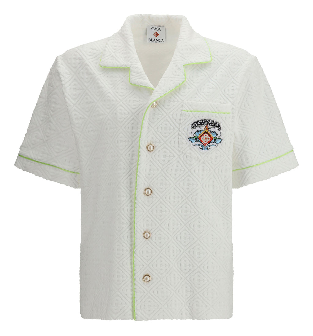 White Short Sleeve Towelling Shirt