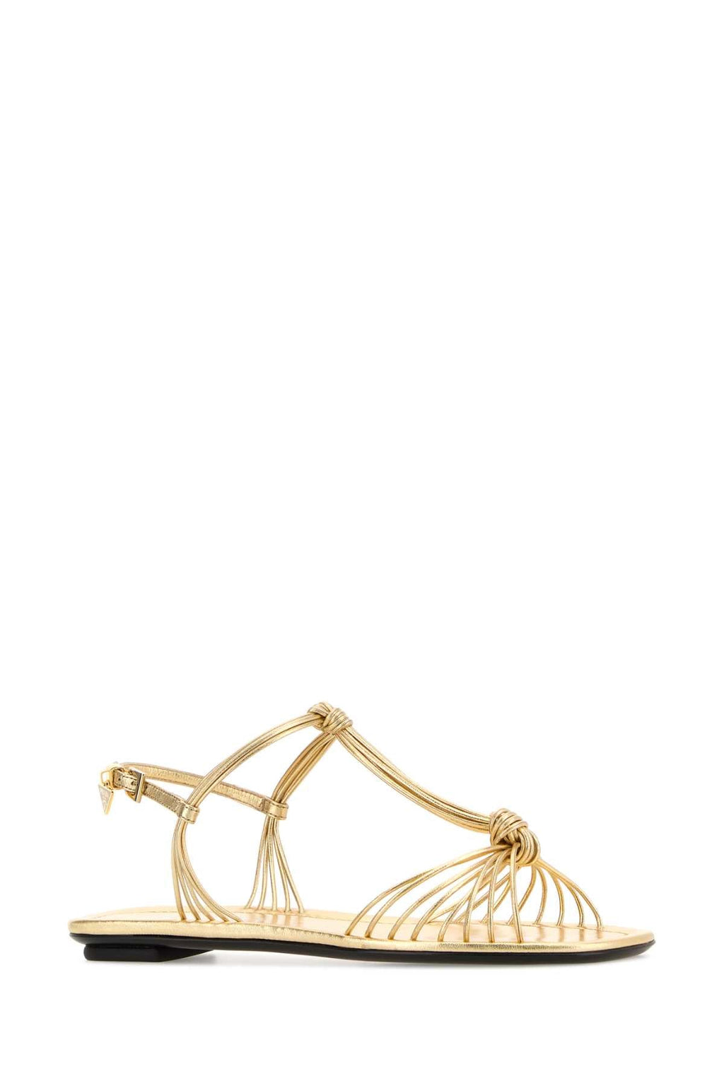Gold Leather Flat Sandals