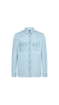 Denim Chambray Western Shirt - Pale Blue