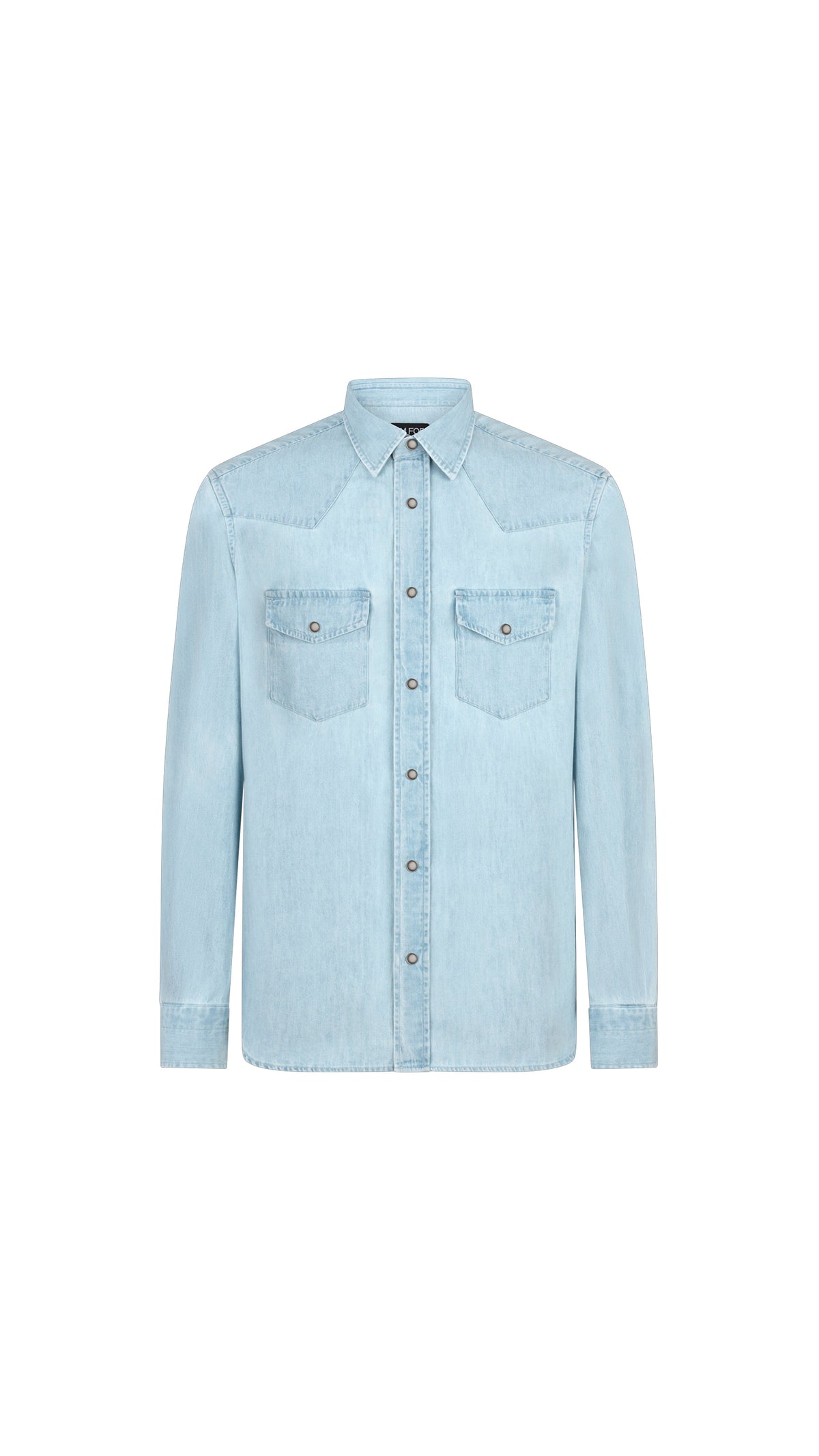 Denim Chambray Western Shirt - Pale Blue
