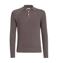 Cotton English rib knit polo with long raglan sleeves