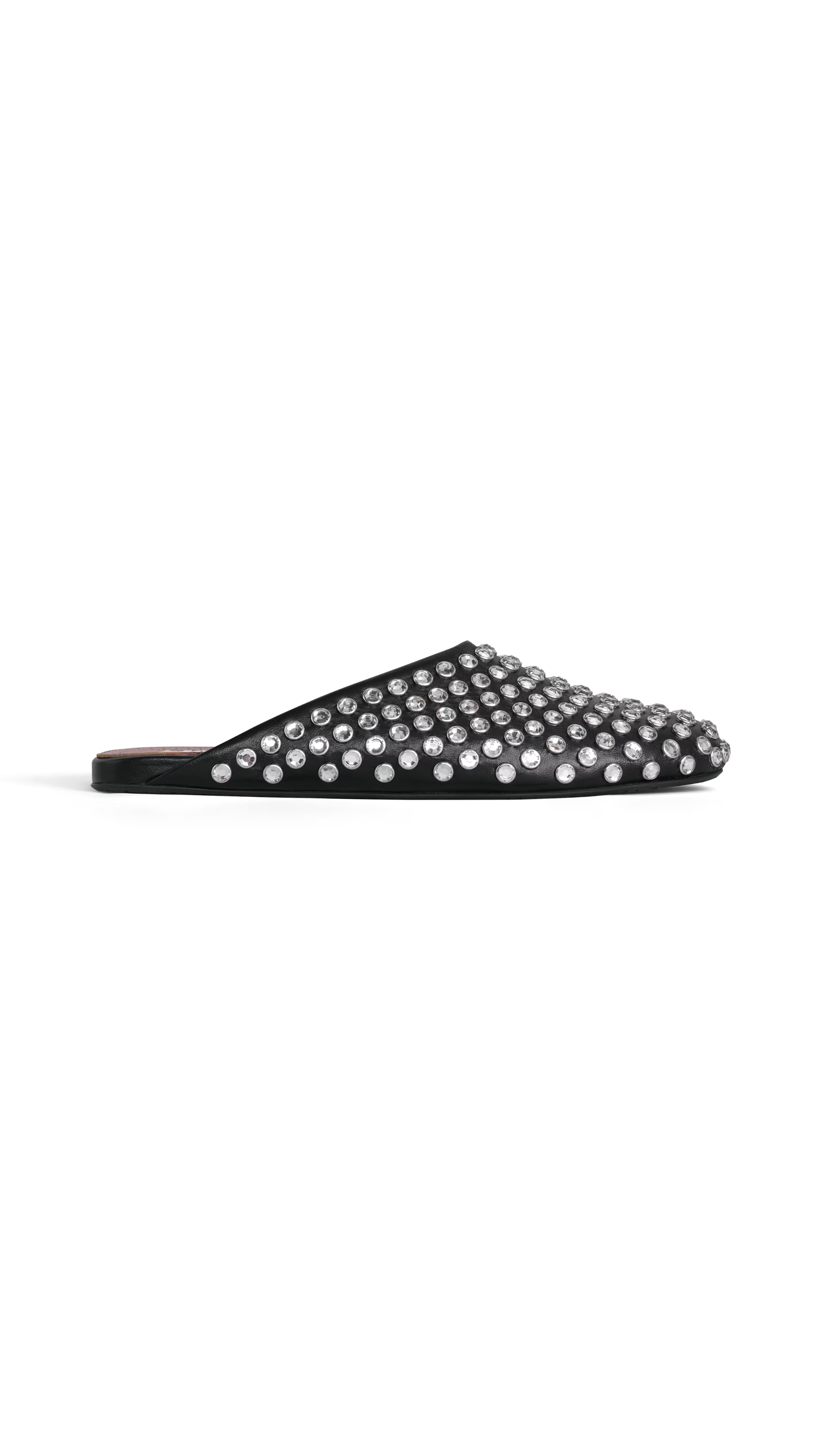 Flat Mule in Strass Lambskin - Black