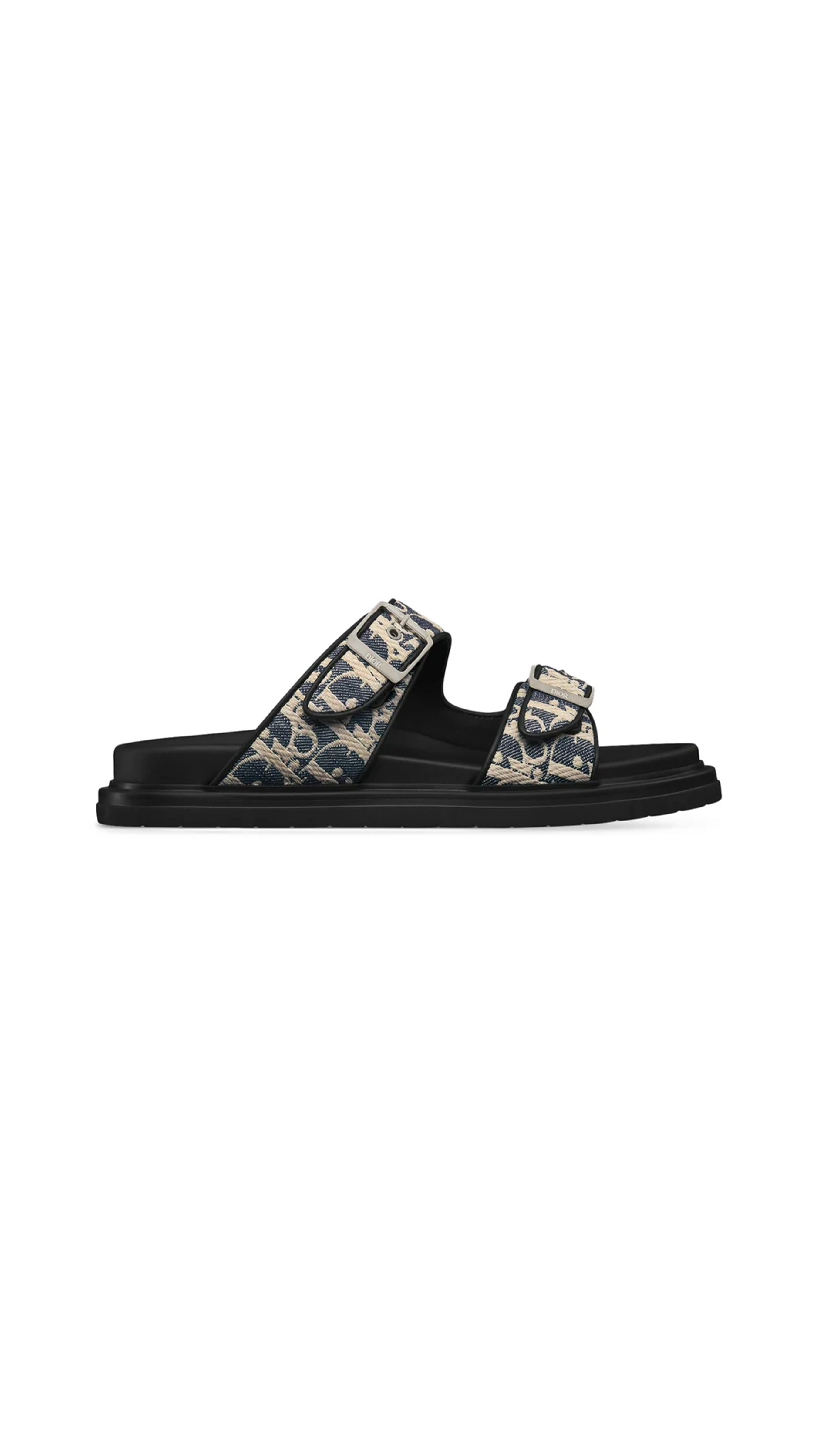 Aqua Slide Sandal in Denim - Blue/Beige