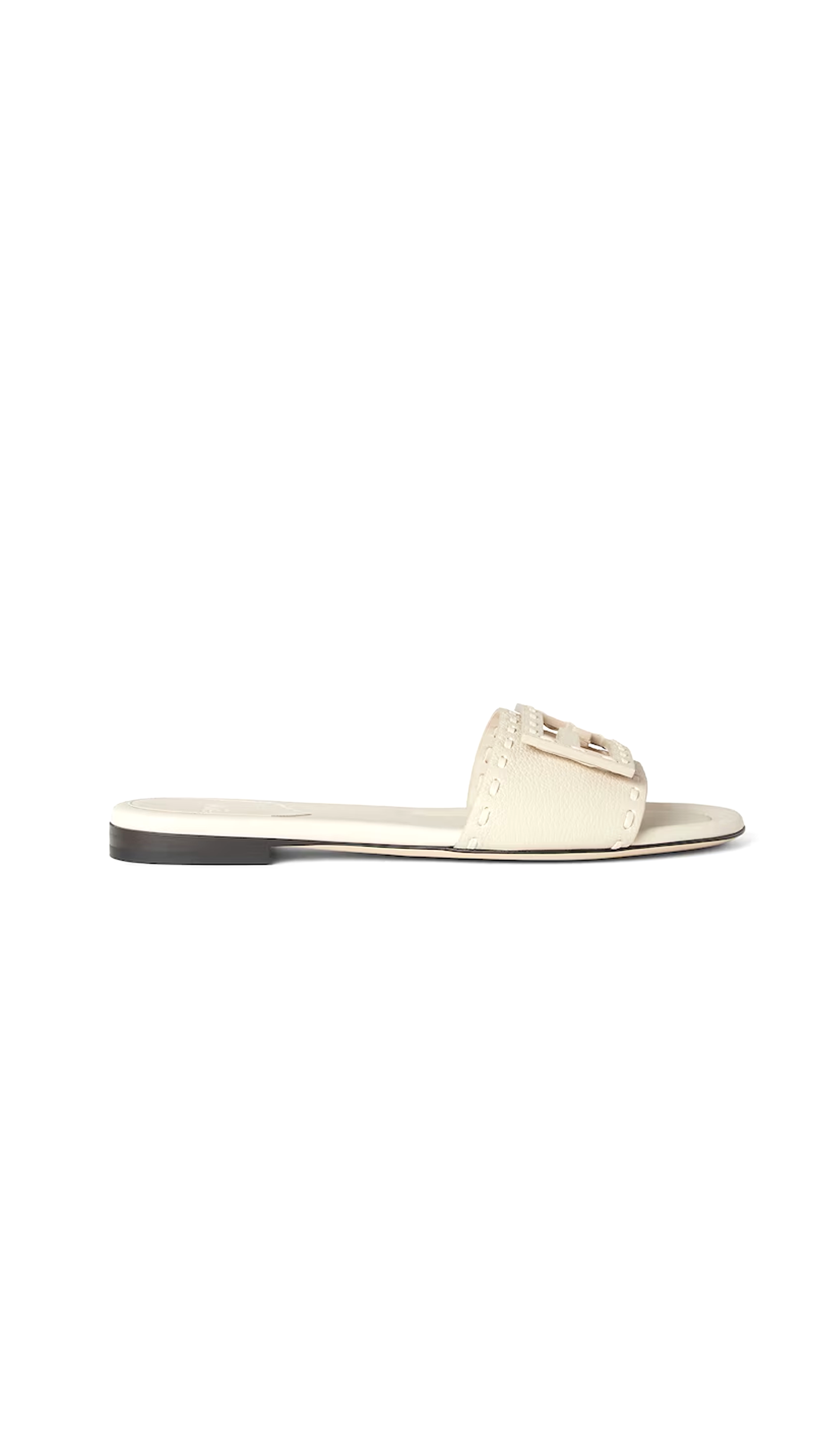 Baguette Leather Slides - White