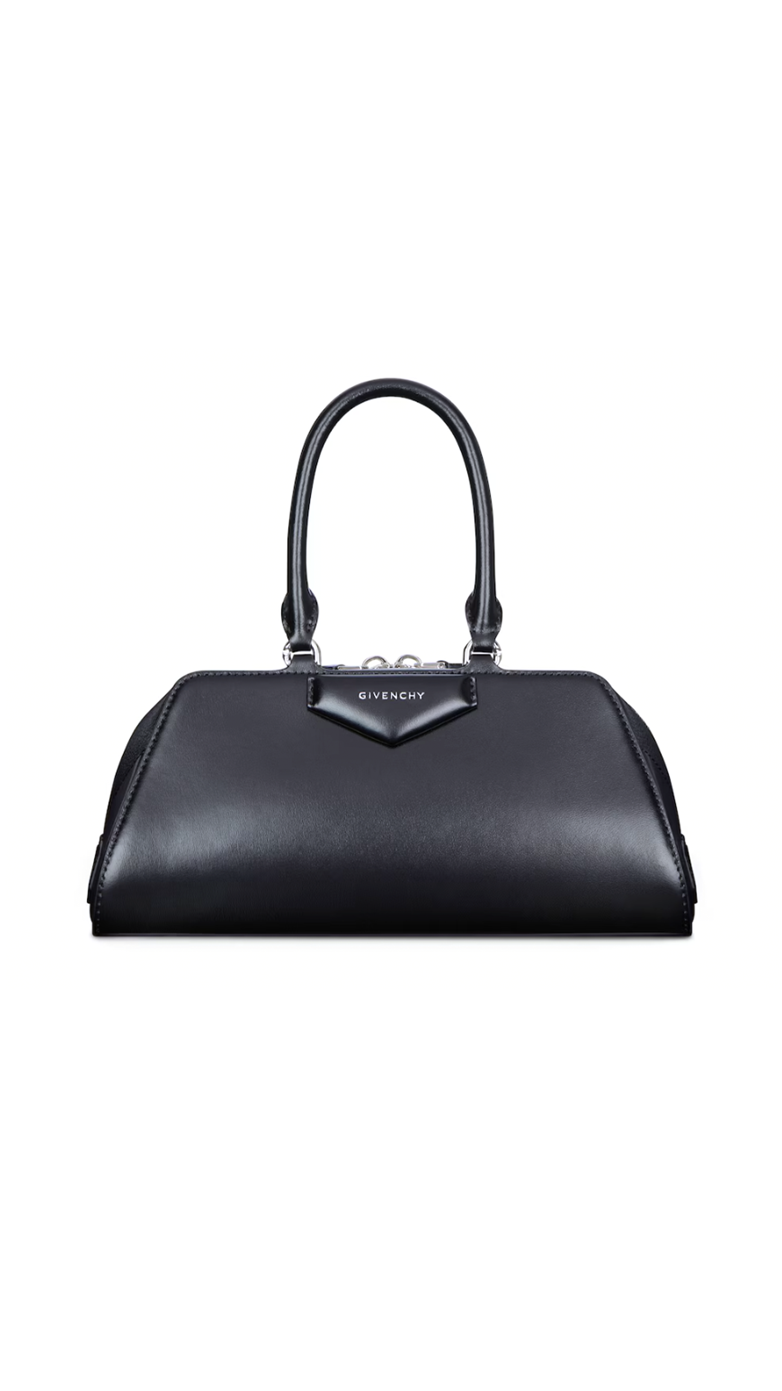 Small Antigona East-West Bag in Box Leather - Black
