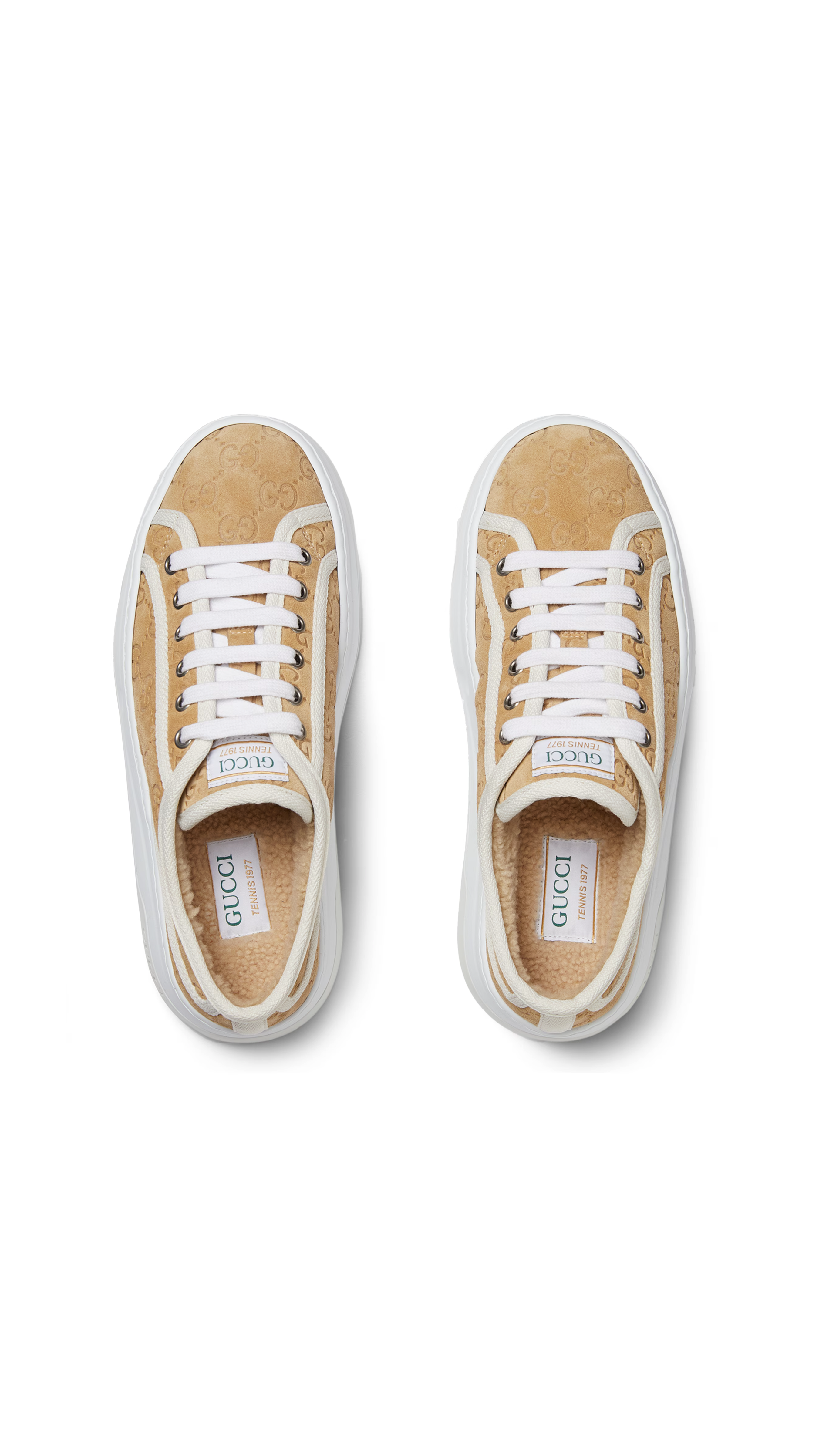 Suede and Shearling 1977 Tennis Sneakers - Camel