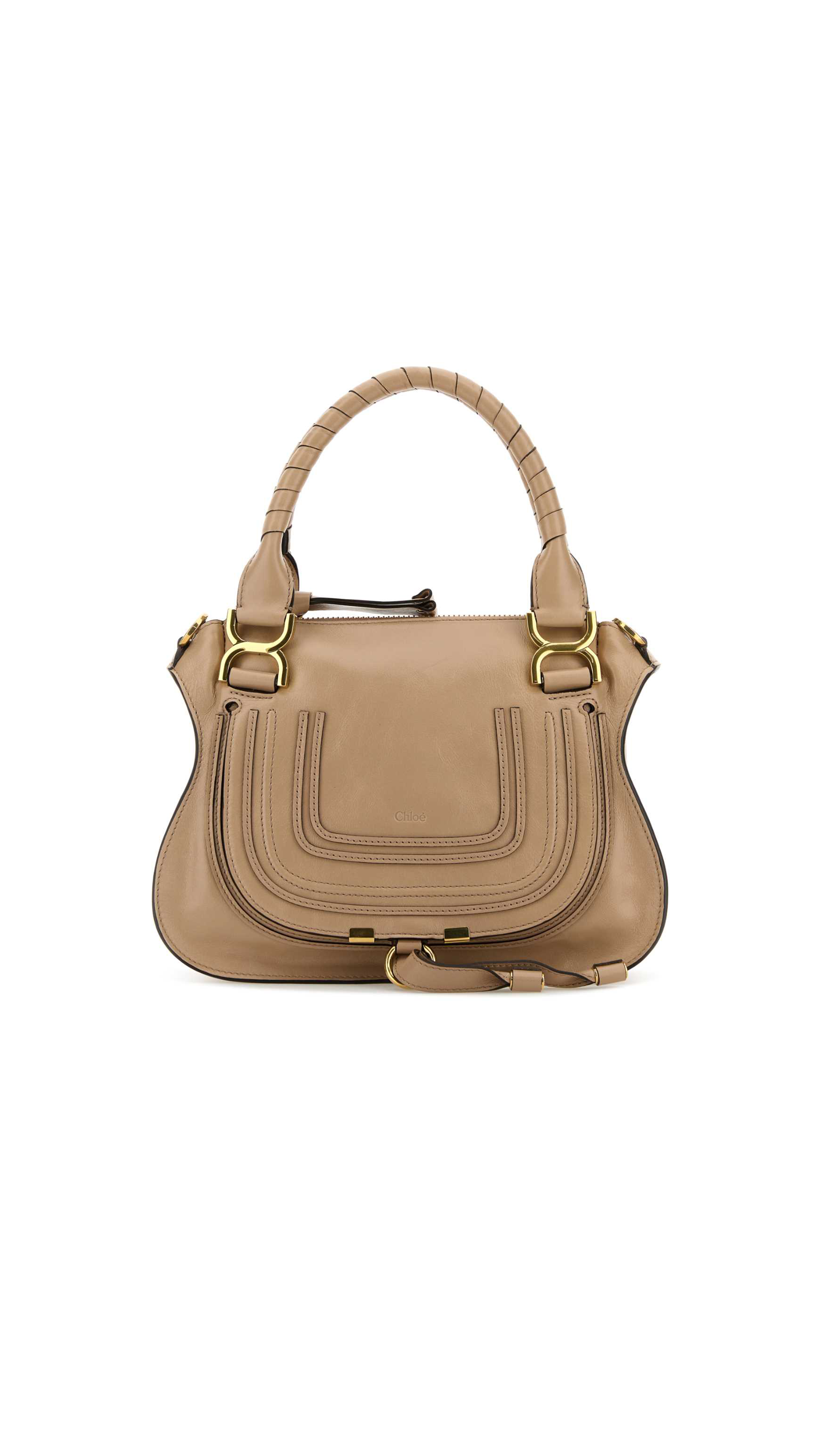 Small Marcie Bag in Shiny Leather - Deep Beige