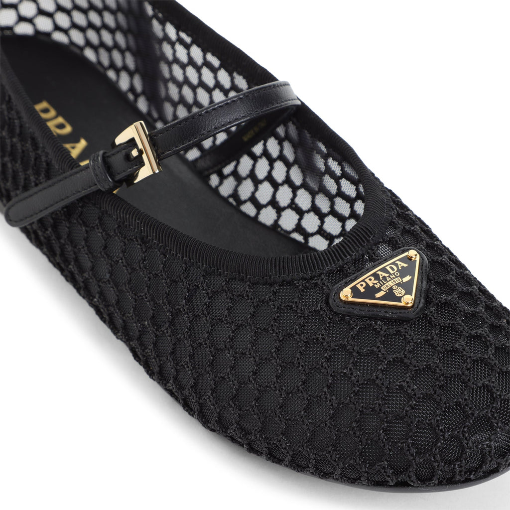 Mesh fabric ballerinas