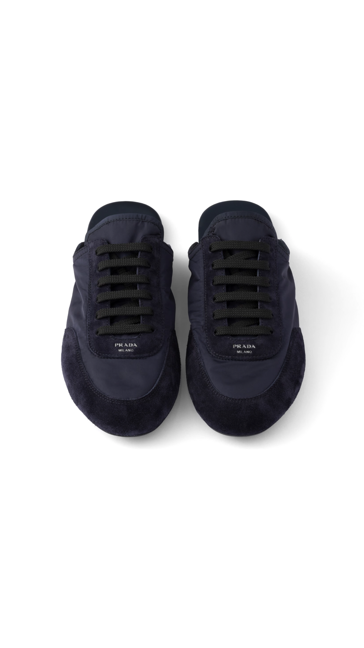 Collapse Re-Nylon and Suede Mules - Navy