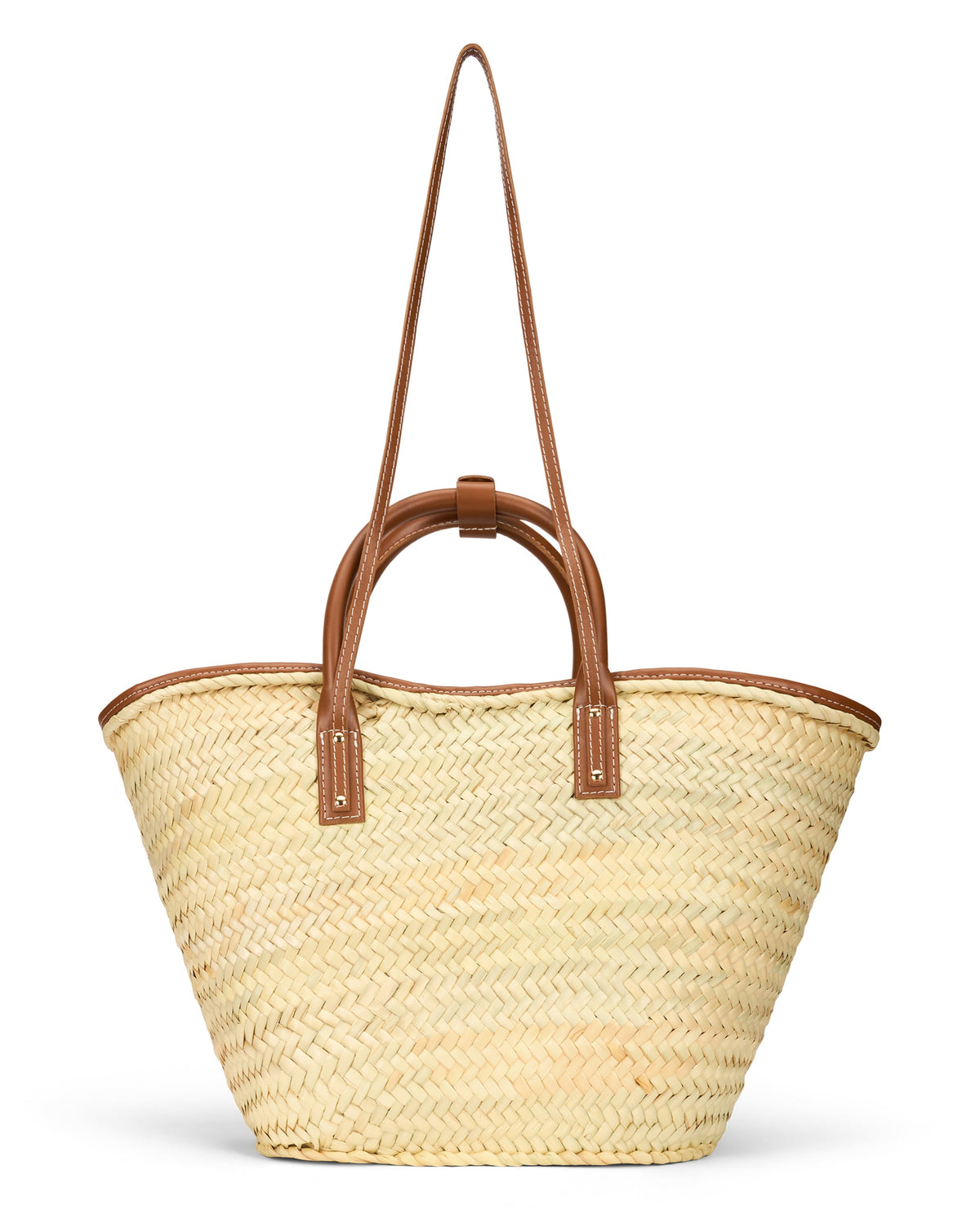 Straw tote bag with leather handles
