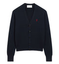 Blue V neck wool cardigan with Ami de Coeur
