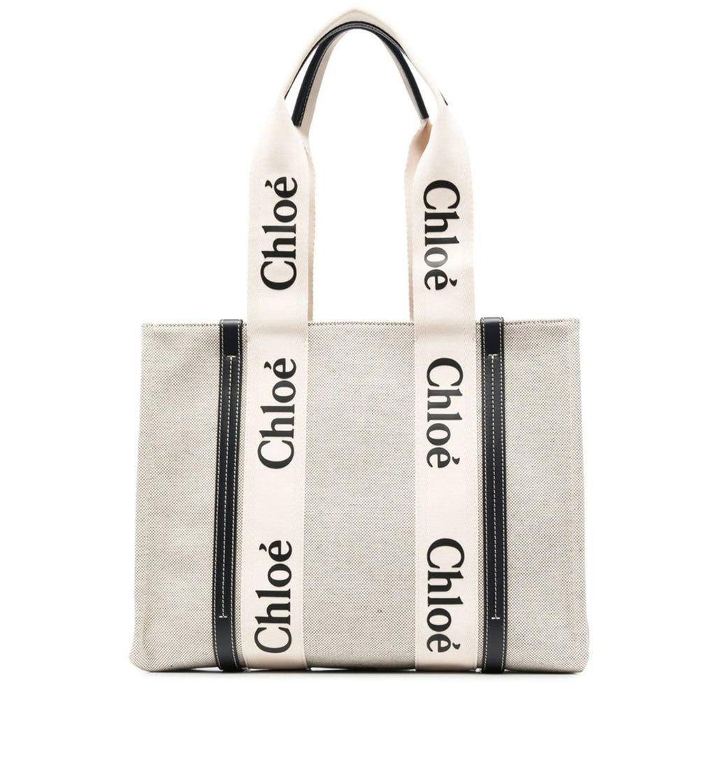 Woody Linen Beige Blue Shoulder Bag