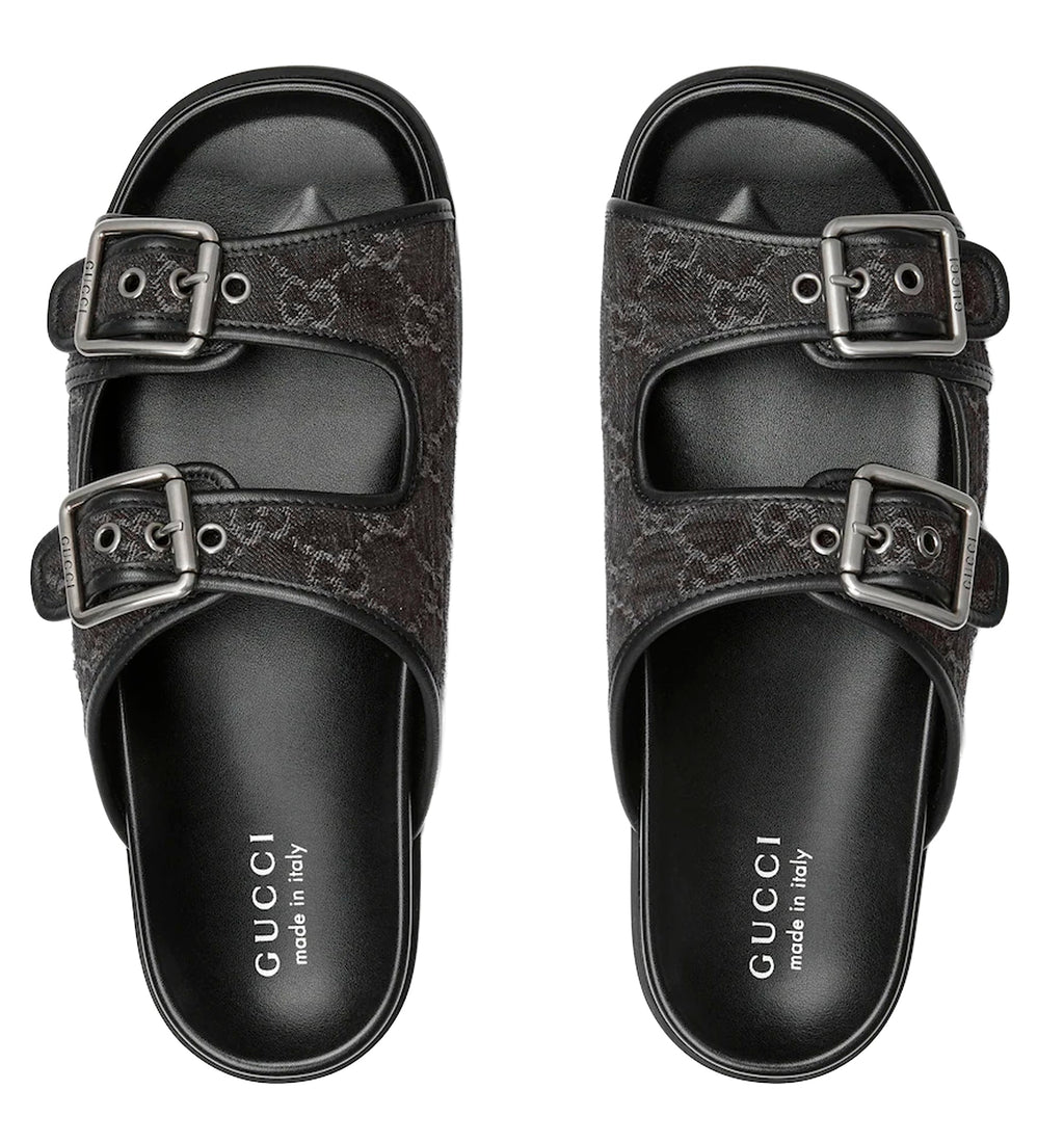 Men's slide sandal with buckles