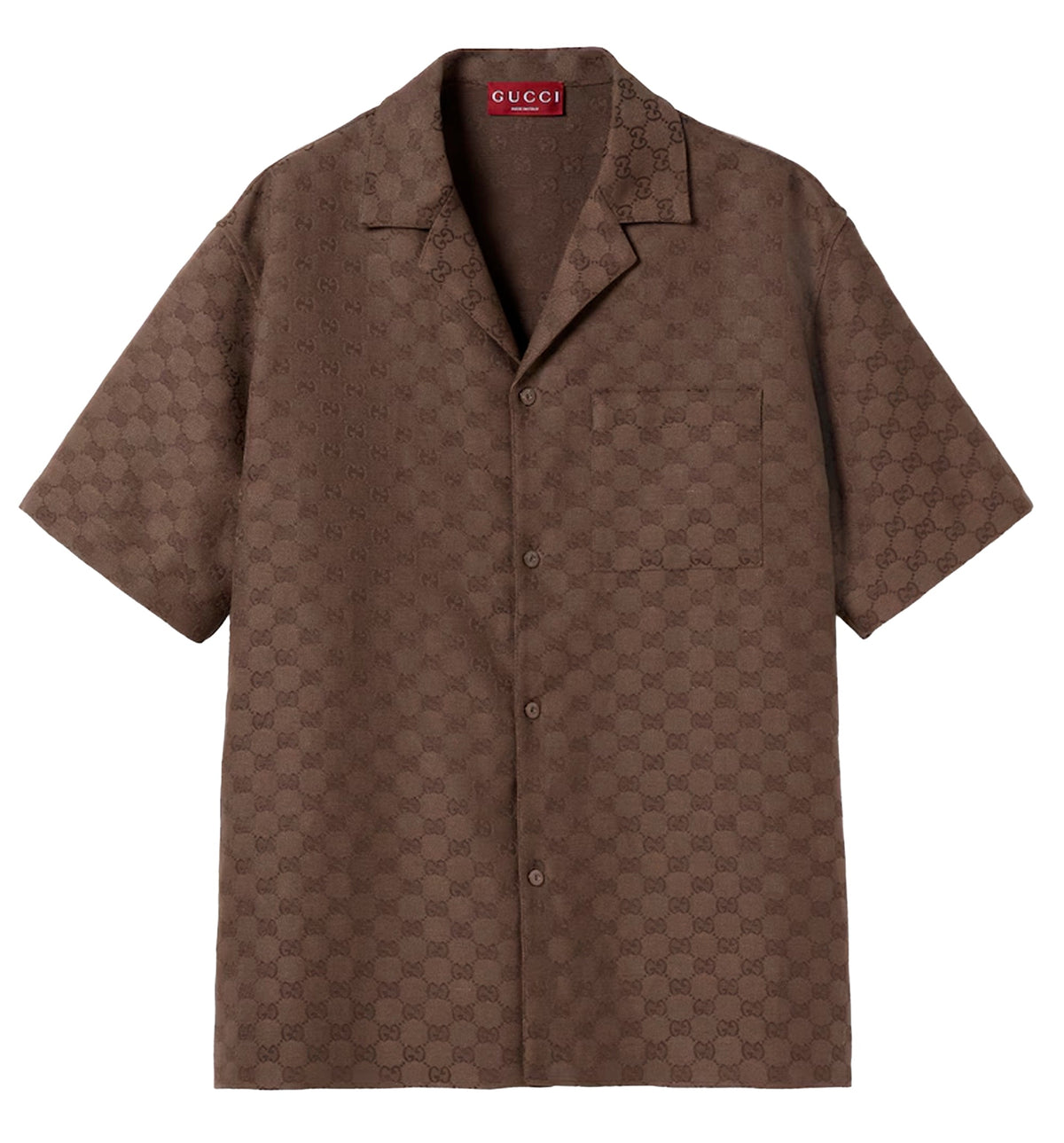 GG canvas linen blend bowling shirt