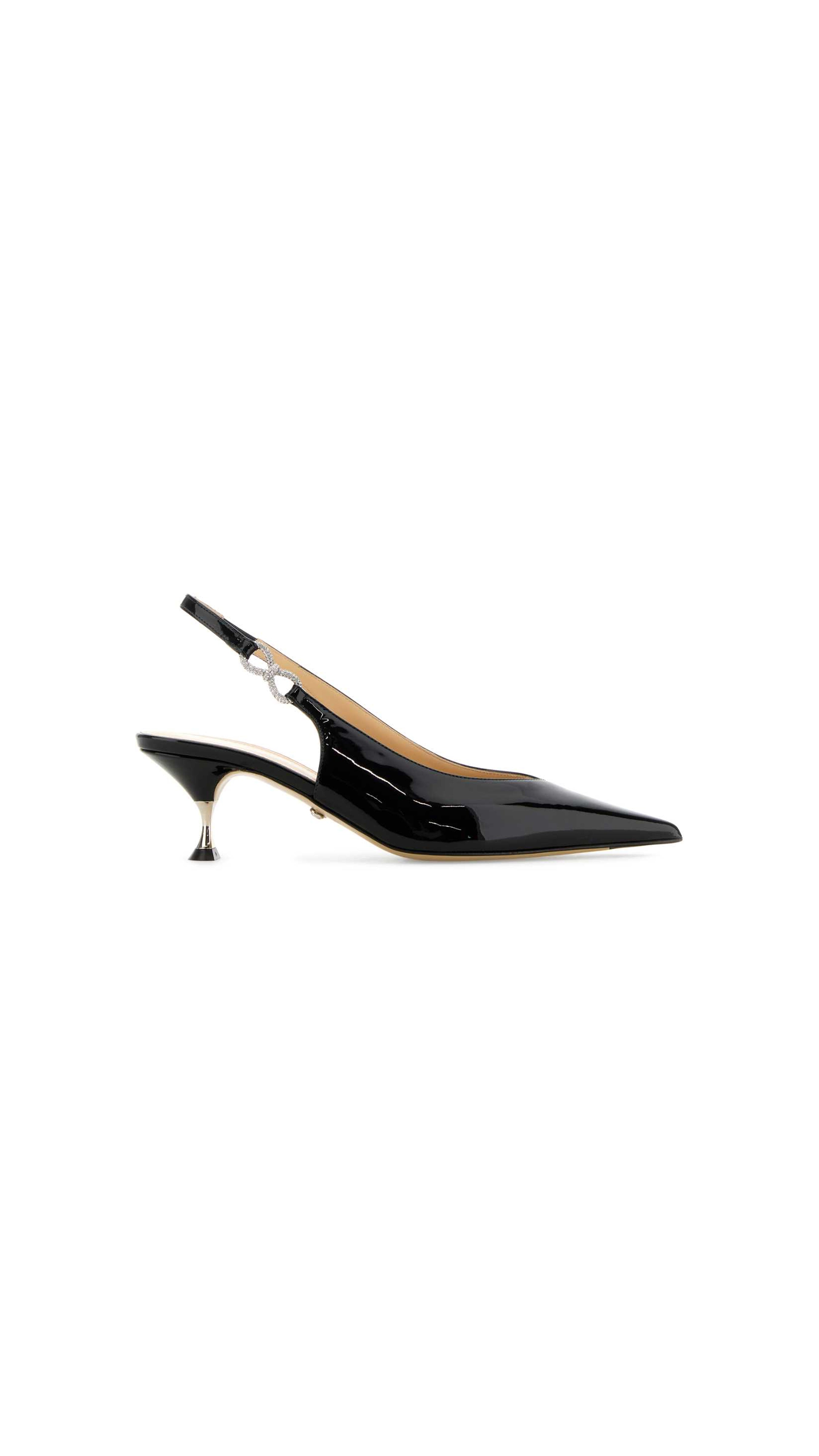 Crystal Bow pumps - Black Leather