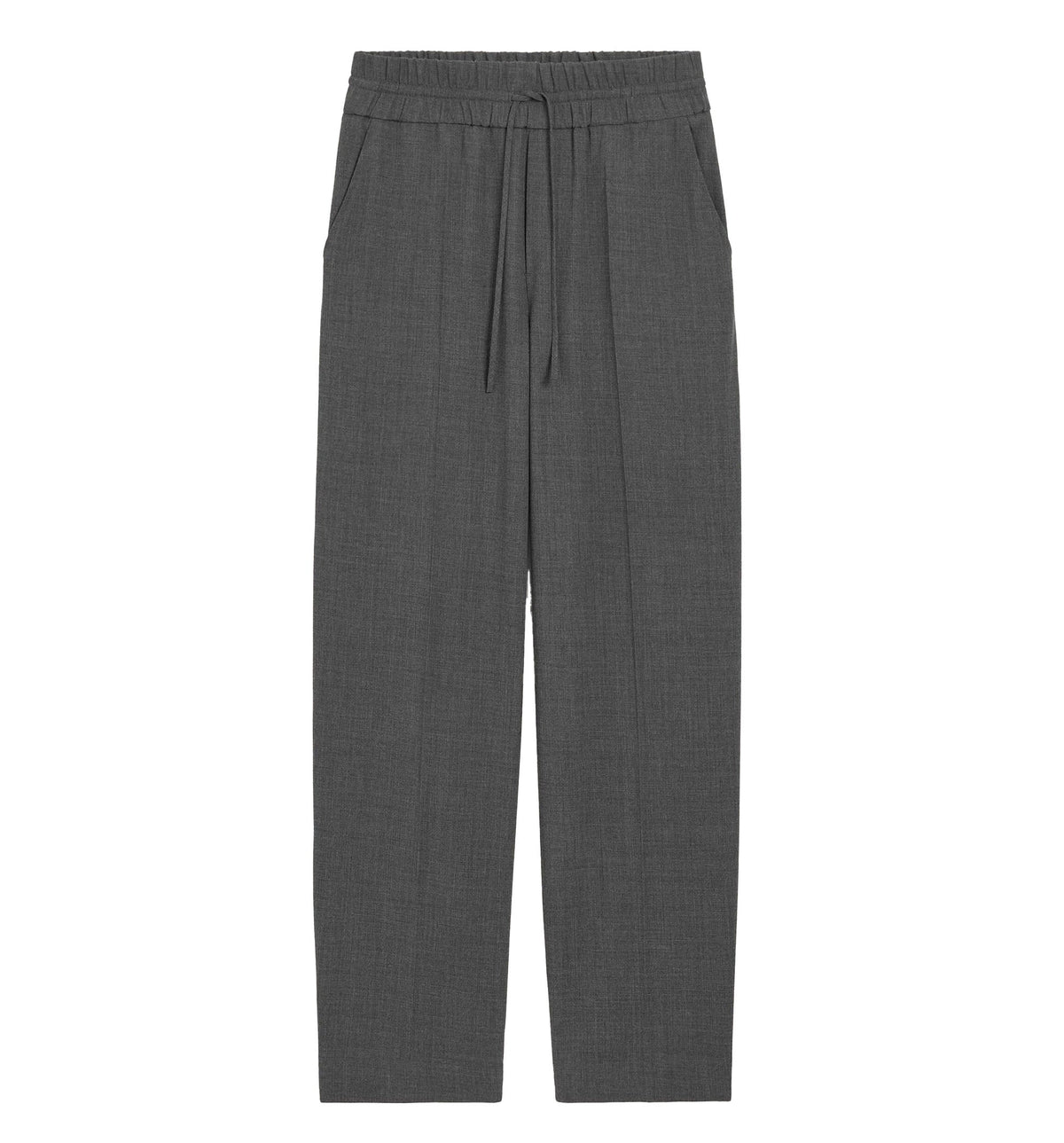 Grey elasticated-waist wool trousers