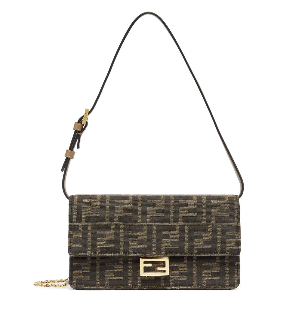 Baguette Wallet on Chain shoulder bag in FF jacquard fabric