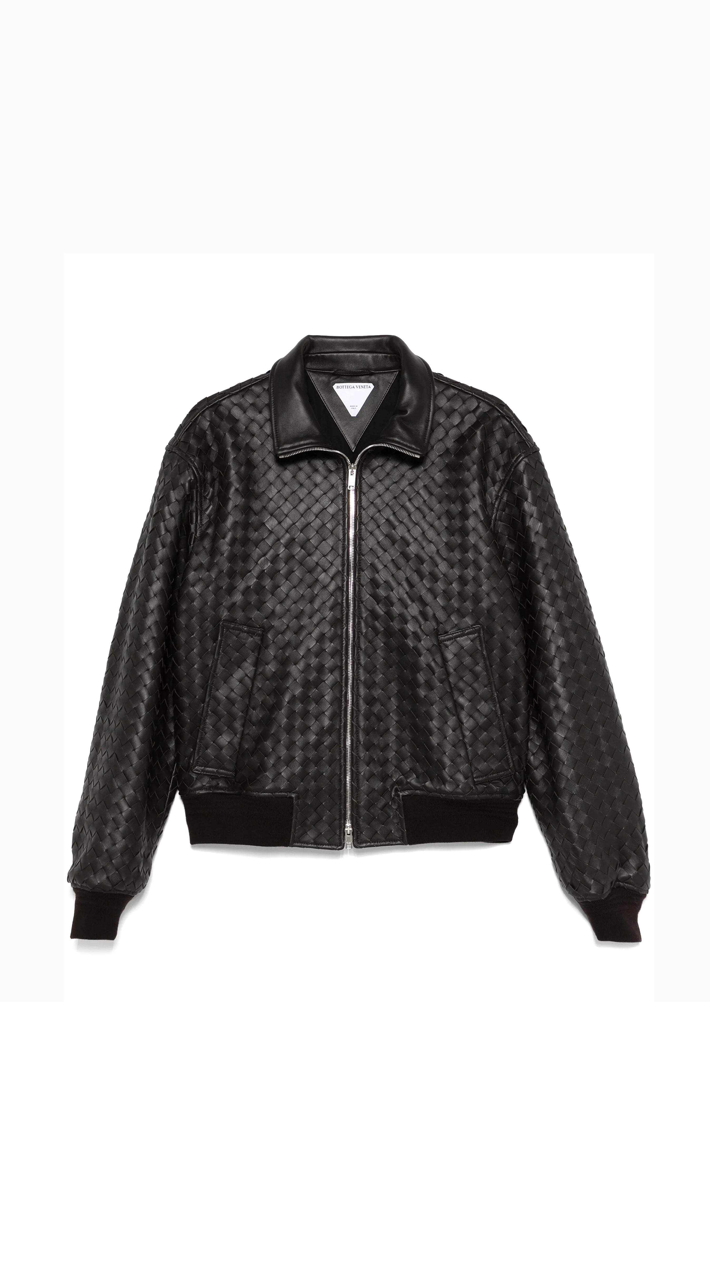 Intrecciato Leather Jacket - Black