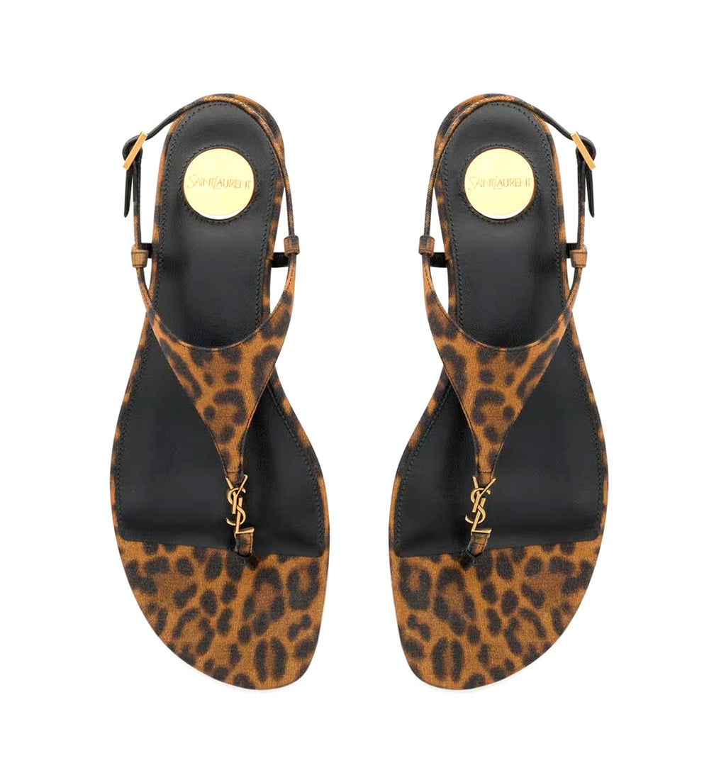 Cassandra Sandals In Leopard Grosgrain