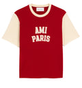 Red cotton t-shirt with Ami Paris embroidery