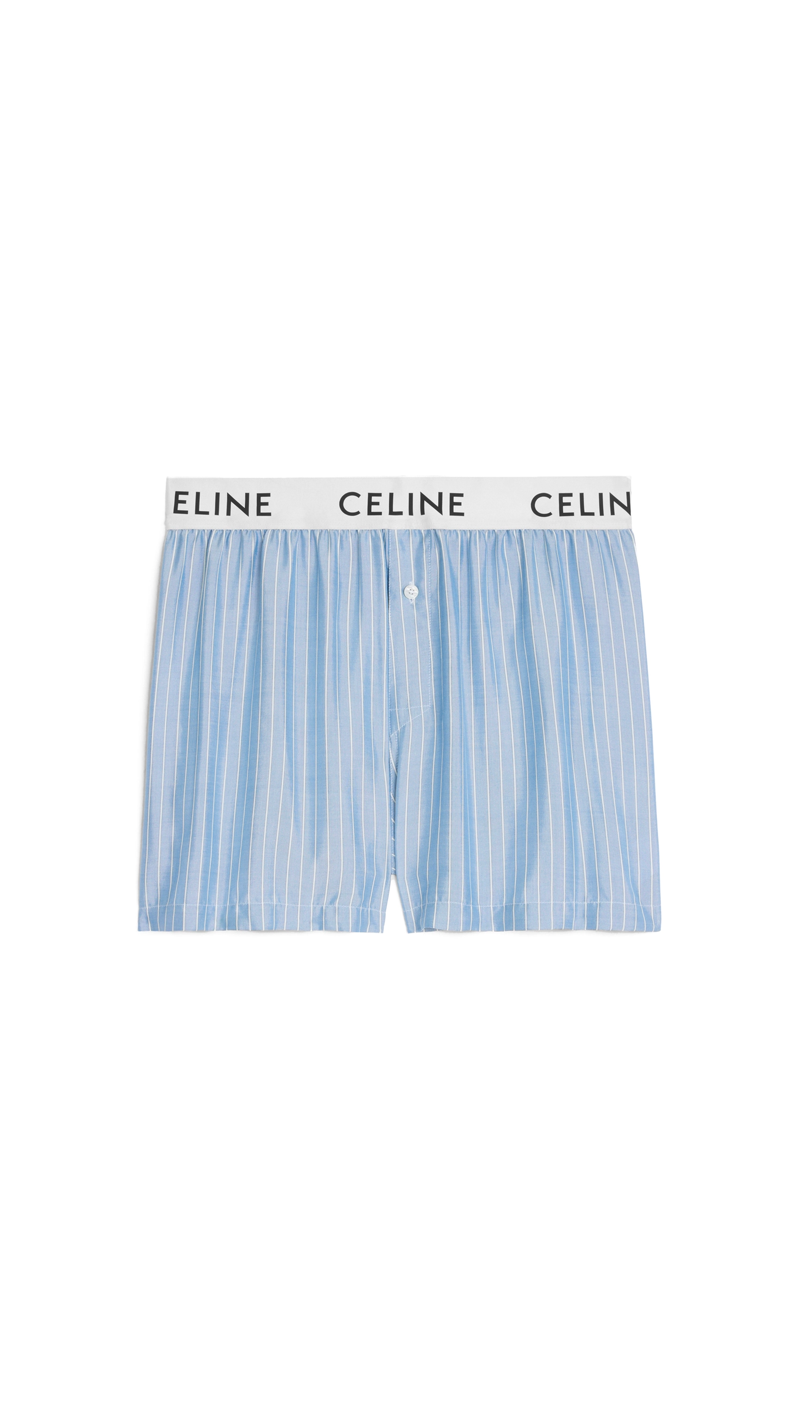 Boxers in Striped Silk - Bleu Ciel