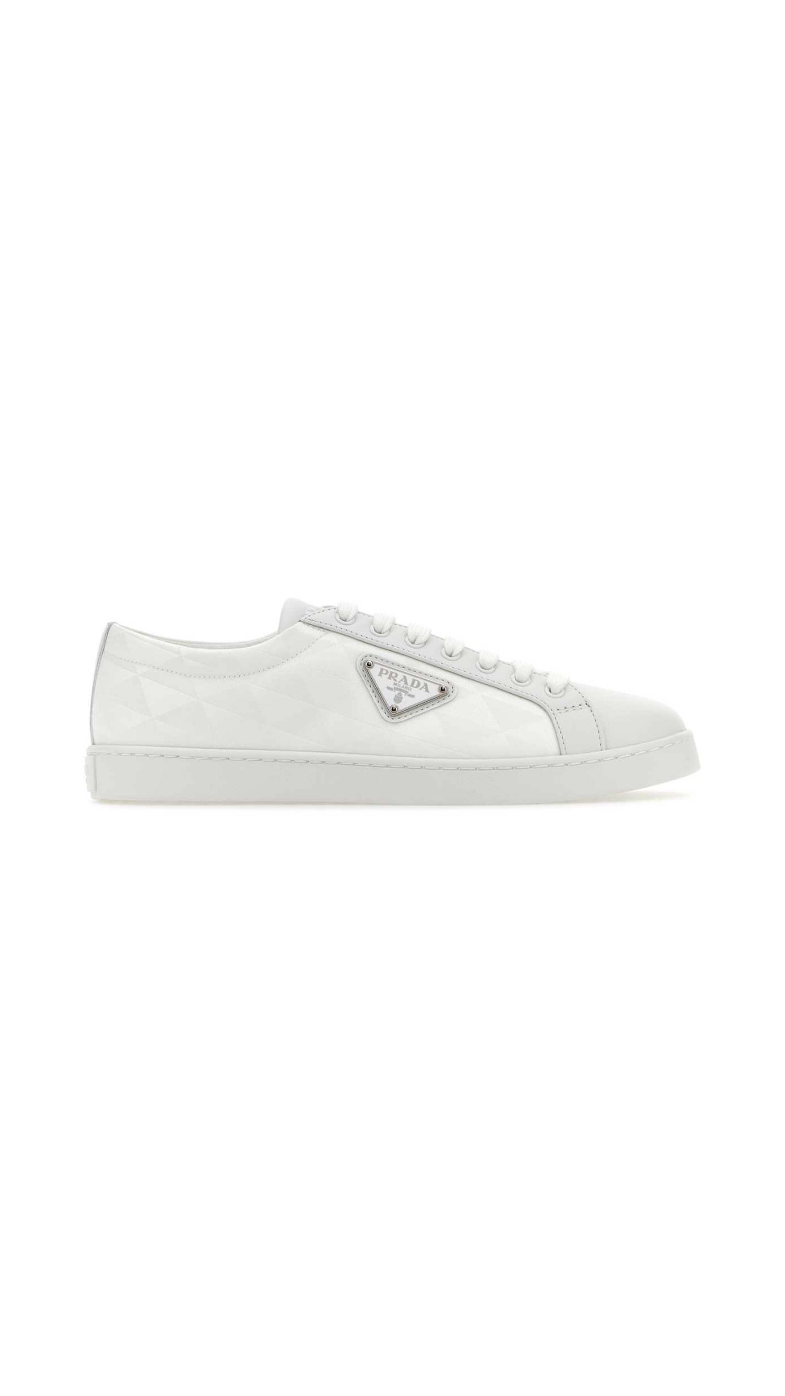 Leather and Re-Nylon Sneakers - White